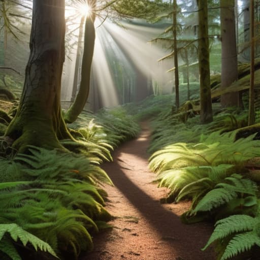 Quiet forest trail into the deep woods.