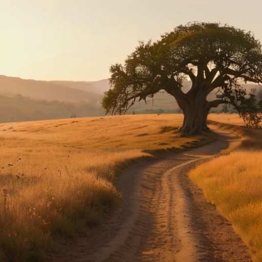 Walking The Road Less Traveled at sunset.
