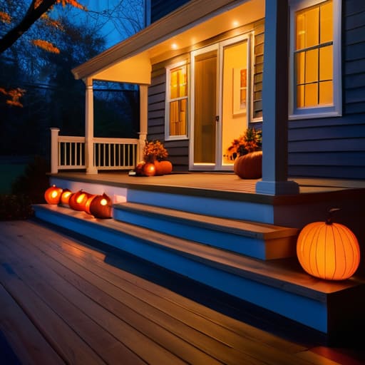 Cozy autumn porch lighting for evening ambiance.