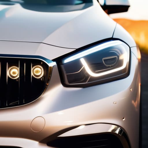 Bright car headlights for safe night driving.