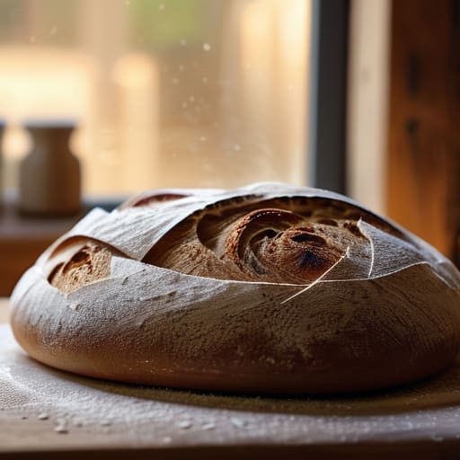 Baking a fresh loaf of homemade bread.
