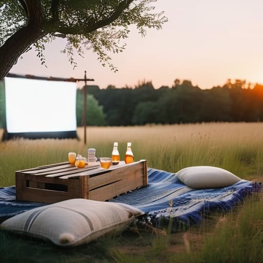 People enjoying summer outdoor cinema nights.