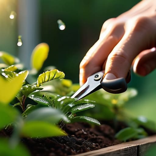 A person pruning plants for healthy growth.