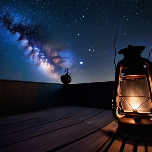 Peaceful stargazing at home under night sky.