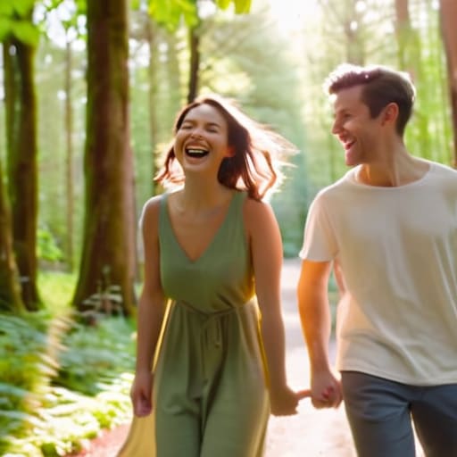 People walking with friends on a path.